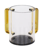 A&M Acrylic Washcup Gold Handles - Black And Gold Marble