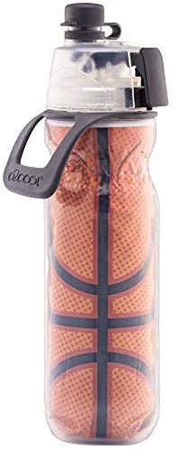 O2COOL Mist N' Sip Insulated Water Squeeze Bottle- 20 Ounce, Basketball