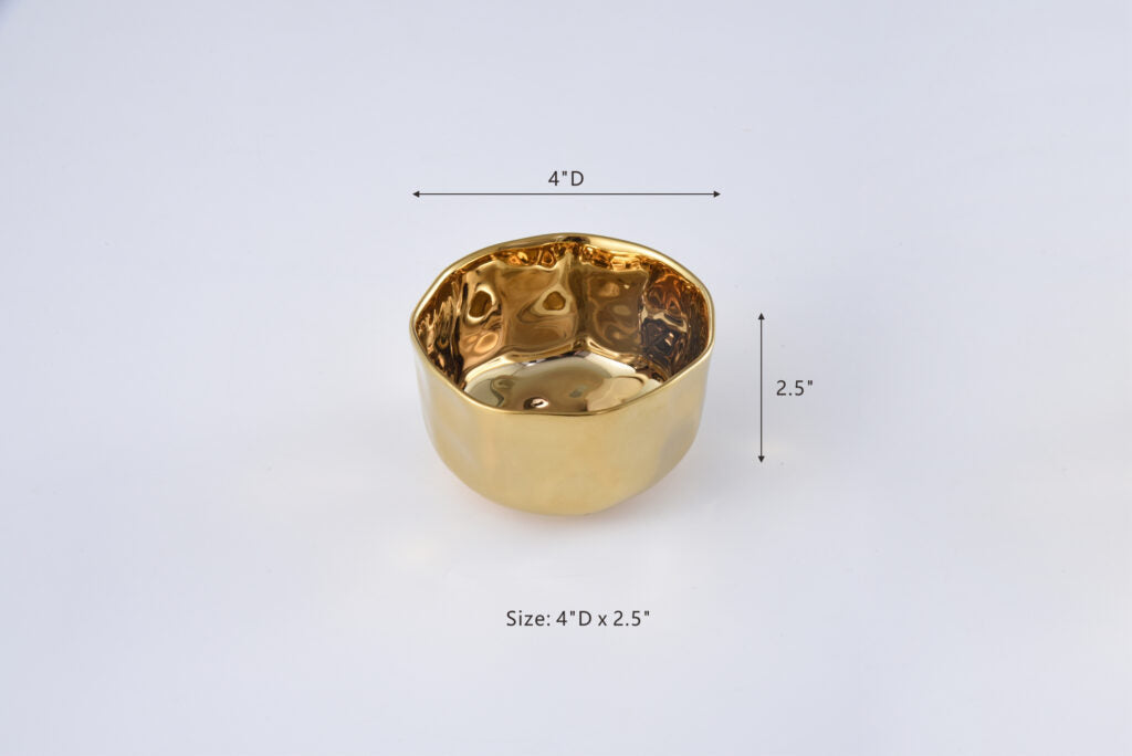 Pampa Bay Moonlight Tarnish Free Porcelain Snack Dip Bowl with Gold Titanium