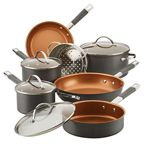 Farberware Glide Pro Hard Anodized Ceramic Nonstick 11 Piece Cookware Pots and Pans Set