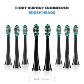 AquaSonic - Black Series Ultra Whitening Toothbrush, 8 DuPont Brush Heads & Travel Case Included