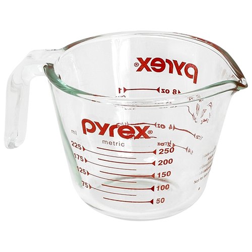 Pyrex Prepware 1 Cup Measuring Cup, Clear with Red Measurements