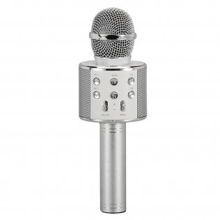 Supersonic Karaoke Microphone With Built-in Hi-fi Speaker FM Radio , AUX, USB, Bluetooth, 3.5mm Out-Silver