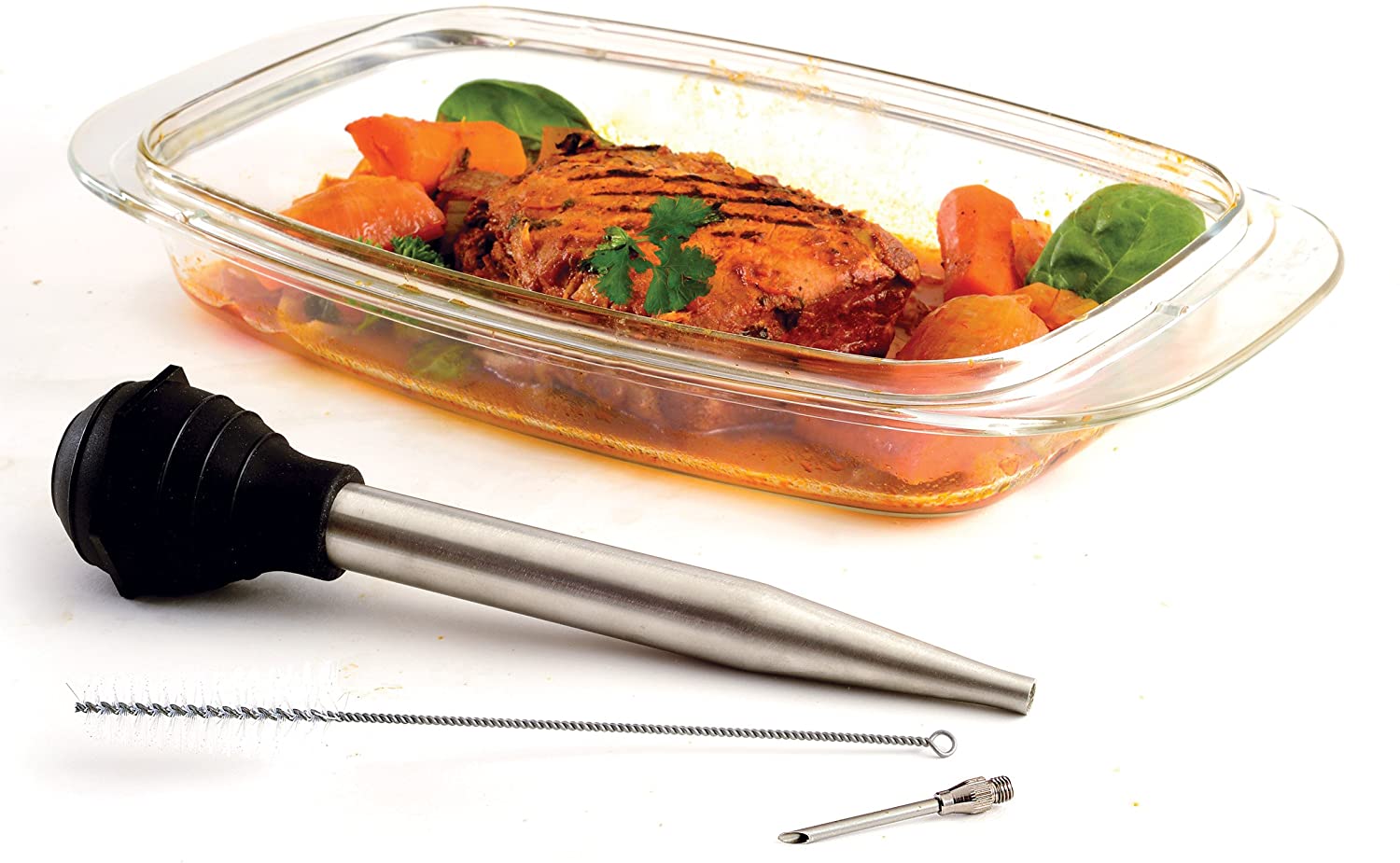 Norpro - Deluxe Stainless Steel Baster with Injector and Cleaning Brush