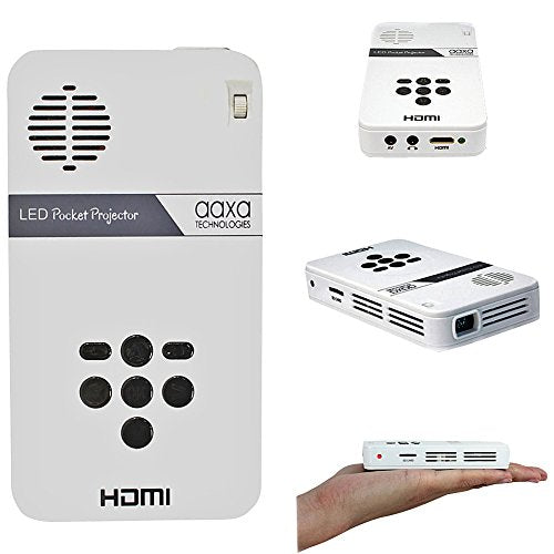 AAXA Technologies 25 Lumens Ultra Portable Pocket Projector - Inputs: Mini-HDMI, MicroSD, USB, and AV