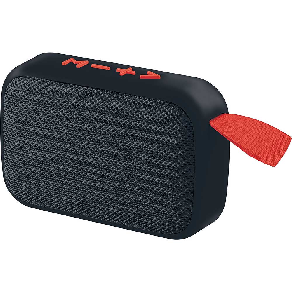 Coby Stereo True Wireless Rechargeable Bluetooth Speaker with Built in Mic, Plays MP3 and FM Radio Wireless Range of 33 Feet USB and MicroSD Inputs, Black and Red. NO AUX