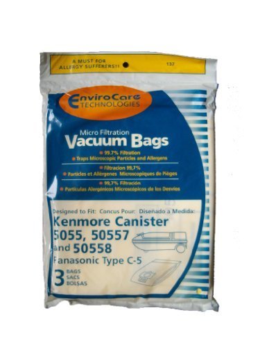 Envirocare Vacuum Bags for Kenmore 50558 Type C Panasonic Type MC-V150M C-5, 3 Pack VACBAG TYPEC5