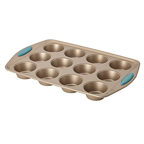 Rachael Ray Cucina Nonstick 12-Cup Muffin Tin With Blue Grips