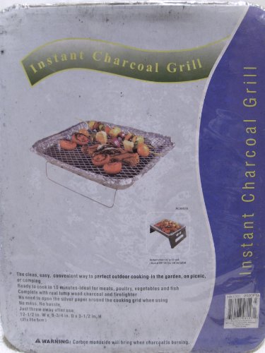 PORTABLE DISPOSABLE INSTANT CHARCOAL GRILL (10" X 12")