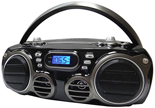 Sylvania Portable Bluetooth CD AM/FM Radio BoomBox with Aux Input, Black
