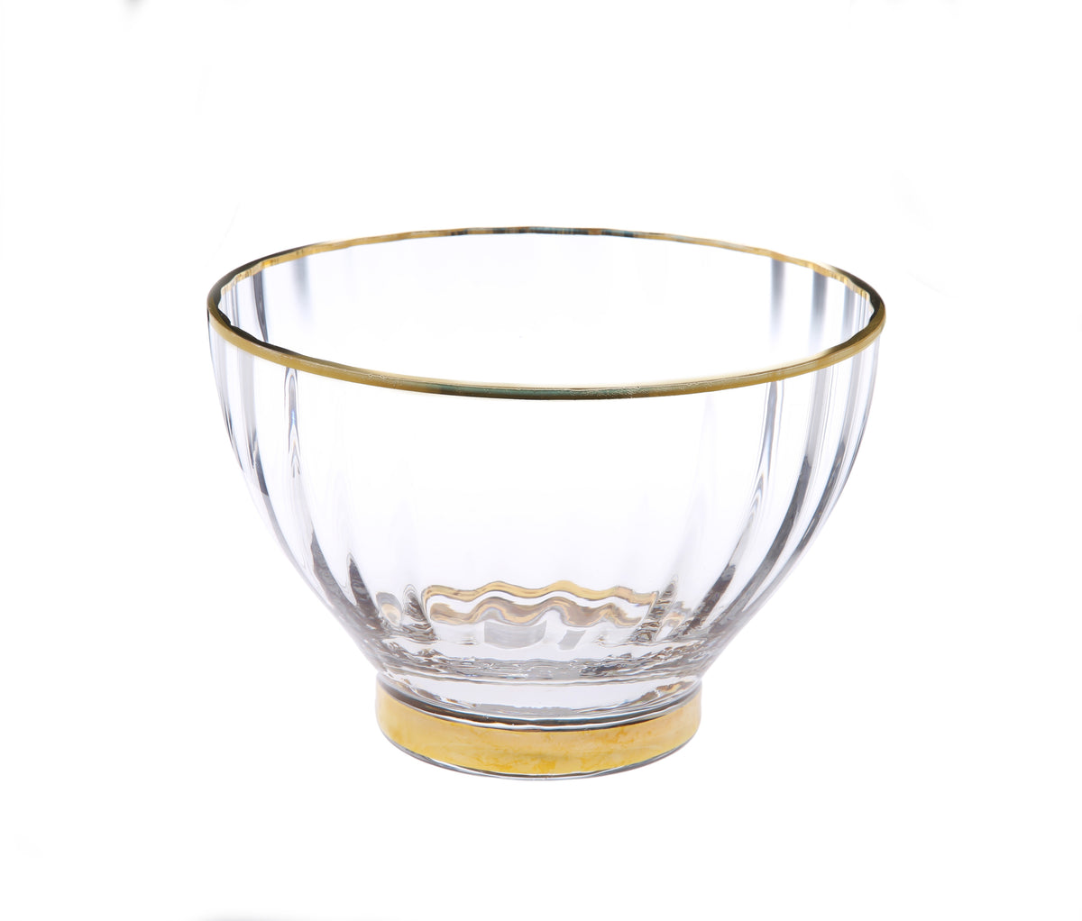 Classic Touch Glass Salad Bowl with Gold Rim and Base