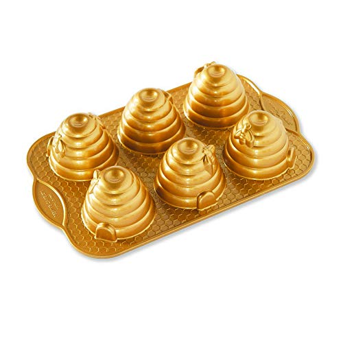 Nordic Ware (Beehive Cakelets Pan, Honeycomb Pan, Beehive Cake Pan) Gold