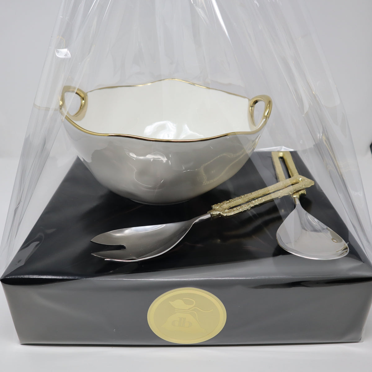 Vort Gift - Gold Handled Salad Bowl with Servers