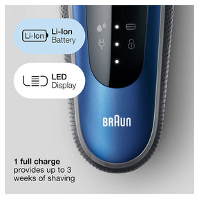 Braun - Series 6 Electric Razor for Men with Precision Trimmer, Wet & Dry, Blue, 6020s