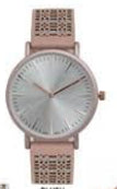 Geneva  Laser Cut Two- Tone Watch with  Leather Band, Blush
