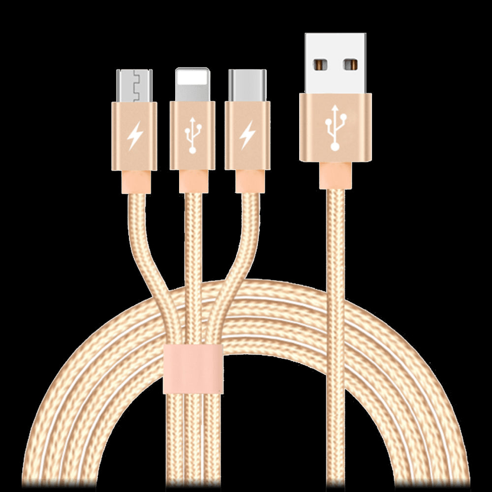 AMPD - 3 in 1 Multi Tip USB Connection Cable - Rose Gold