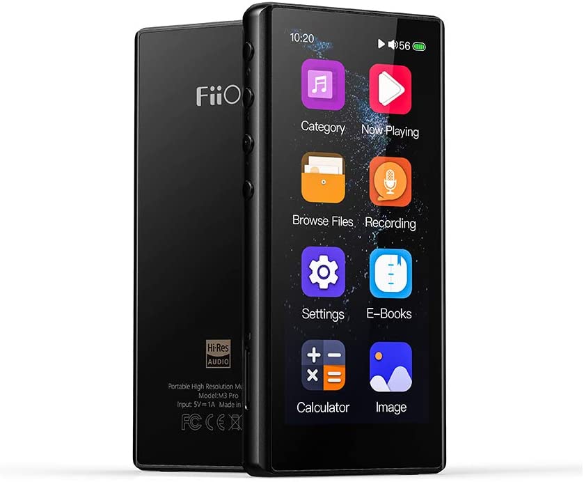 FiiO M3Pro MP3 Player, High Resolution and 3.5" Full Touchscreen HiFi Lossless Sound Player with Voice Recorder, E-Book, Calculator, supports pictures, supports itunes, NO bluetooth, Black (ear buds not included)