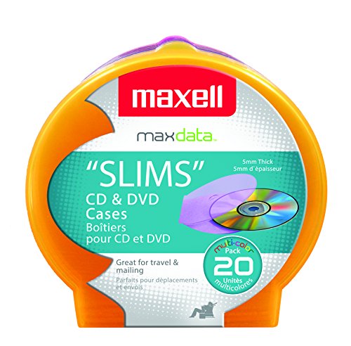 Maxell 190073 Clam-Shell CD Cases Assorted Colors, 20 Pack