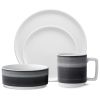 Noritake ColorStax Ombre Jet Black Porcelain Dinnerware Set, 4 Piece Service for 1