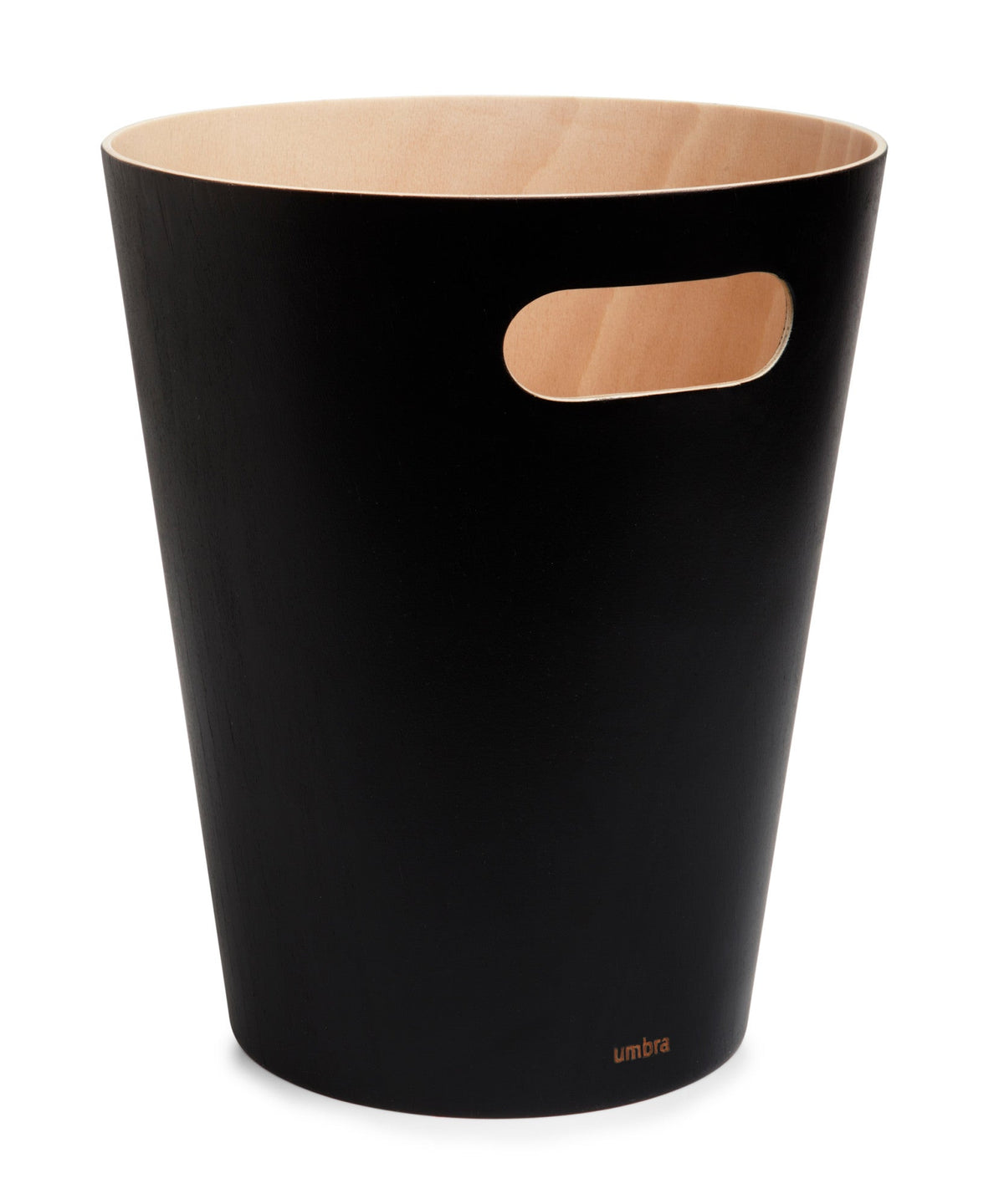 Umbra Woodrow Trash Can, Black with Natural Inside