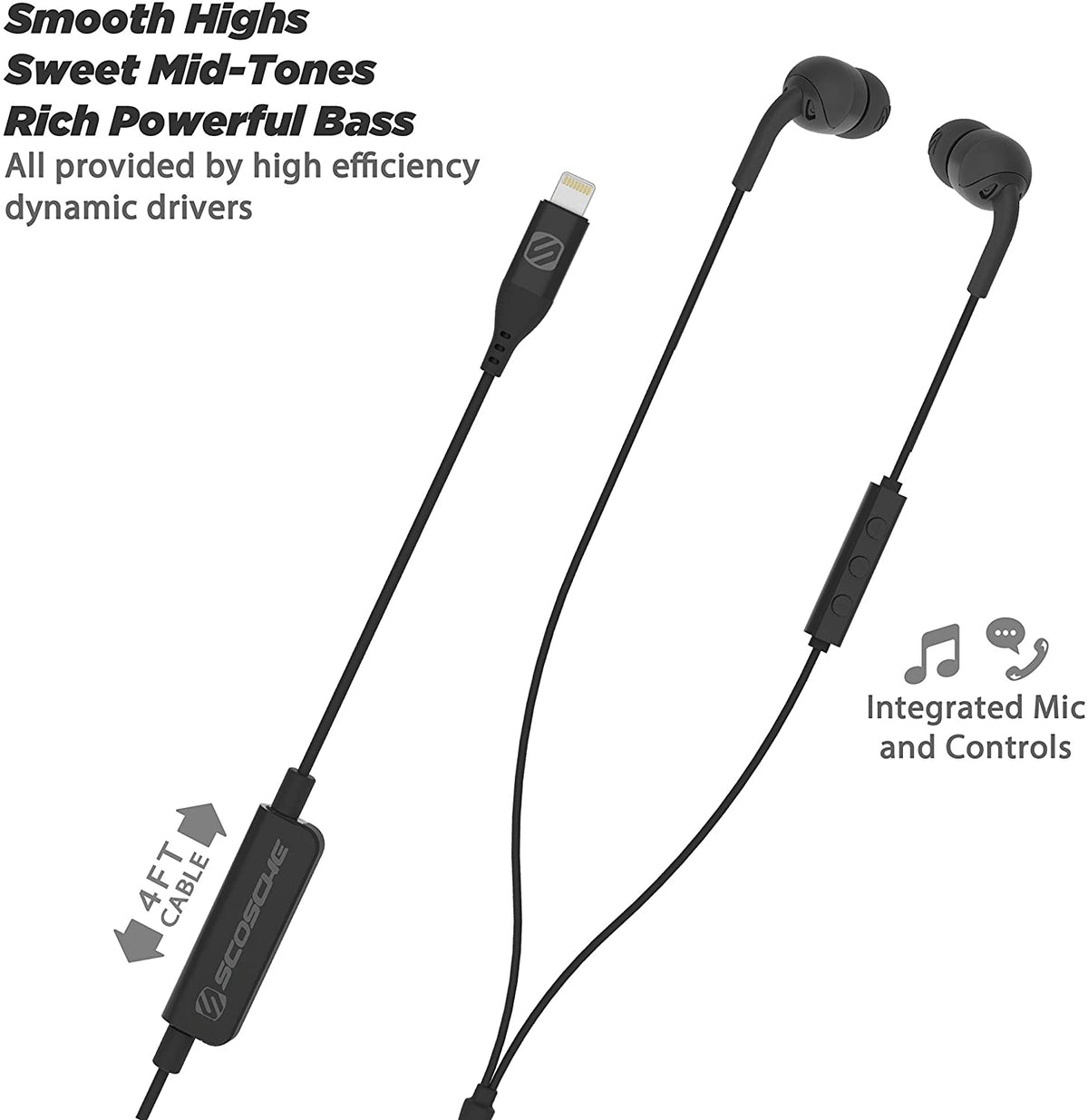 SCOSCHE Wired Earbuds for Apple Lightning Devices