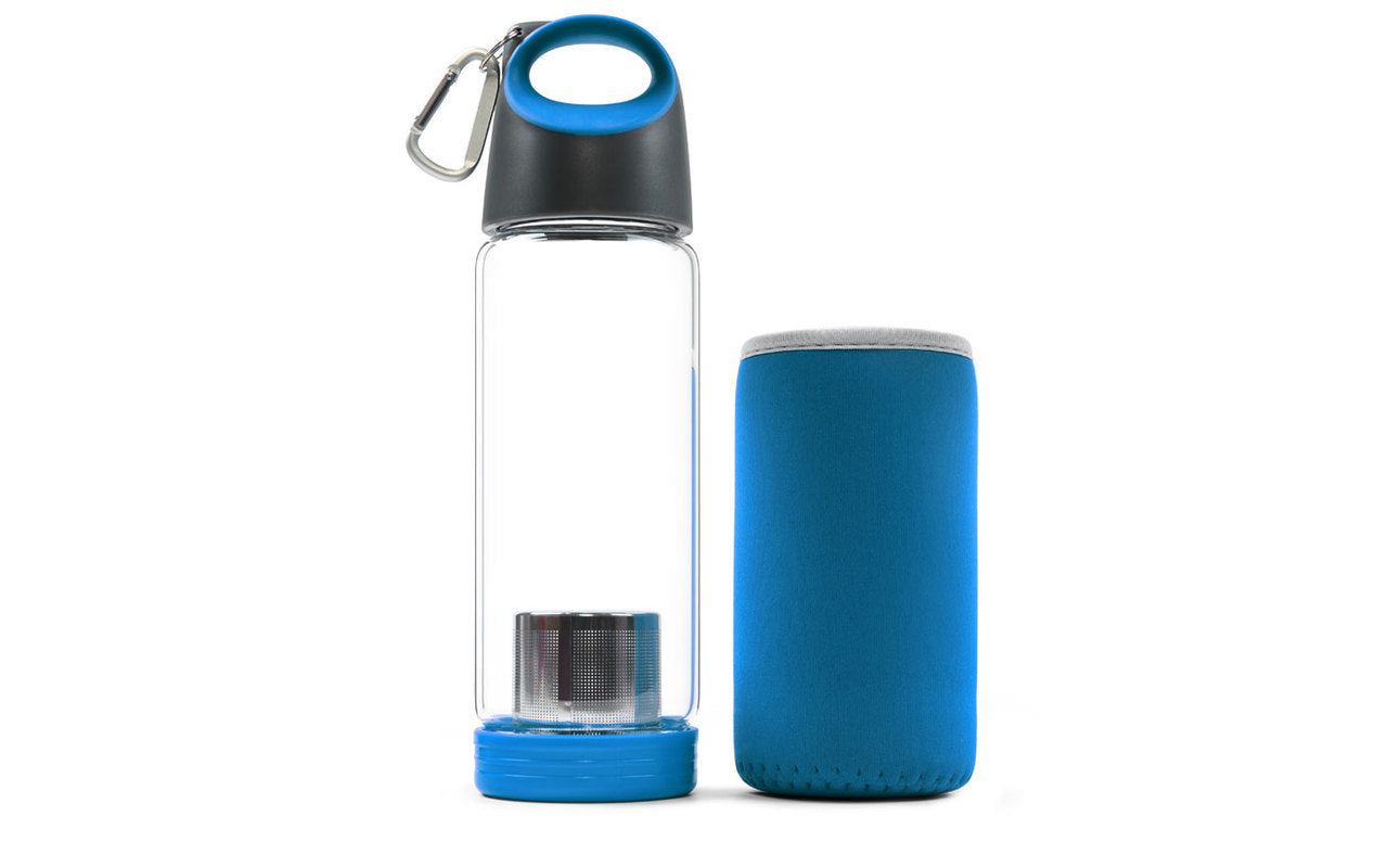 Carteret 15 OZ Hot/Cold Glass Filter Bottle, Blue