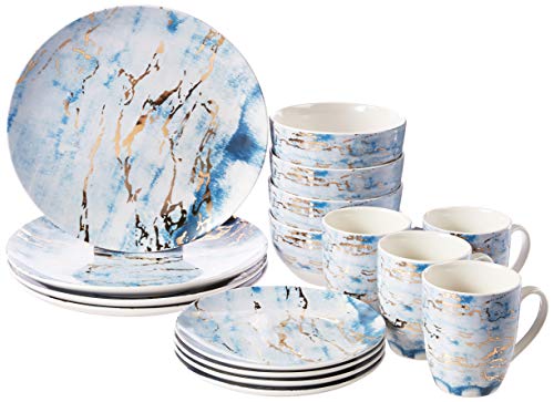 American Atelier 16 Piece Porcelain Marble Dinnerware Set, Service for 4