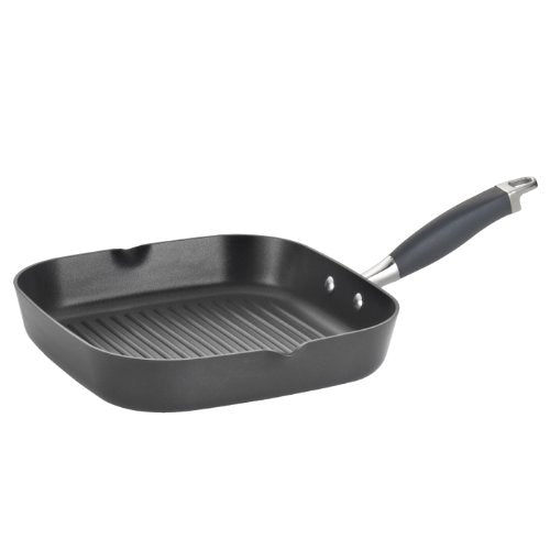 Anolon Advanced 11" Hard Anodized Nonstick Deep Square Grill Pan with Pour Spouts, Gray - Oven Safe GRILLPAN