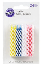 Wilton 2.5" Striped Spiral Birthday Candles, 24-Pack -  Assorted Colors