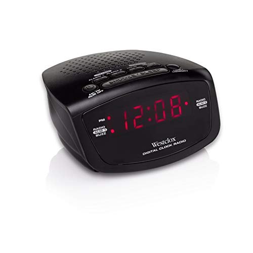 Westclox Red LED Display Dual Alarm Clock Radio, Black