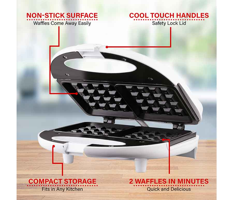 Brentwood - Non-Stick Dual Waffle Maker, White