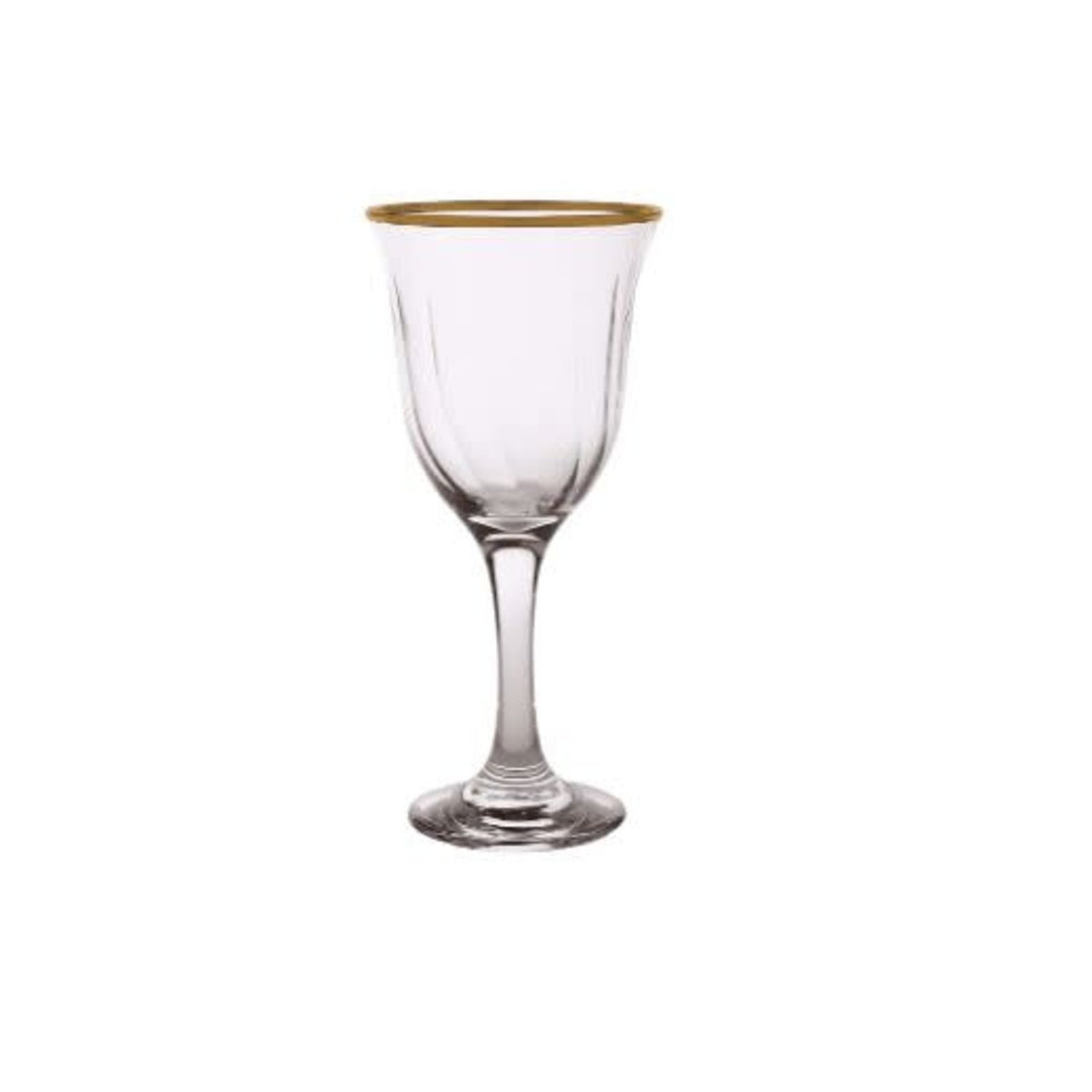 Rosa Filo Oro Crystal Water Goblets With Gold Rim Set of 6