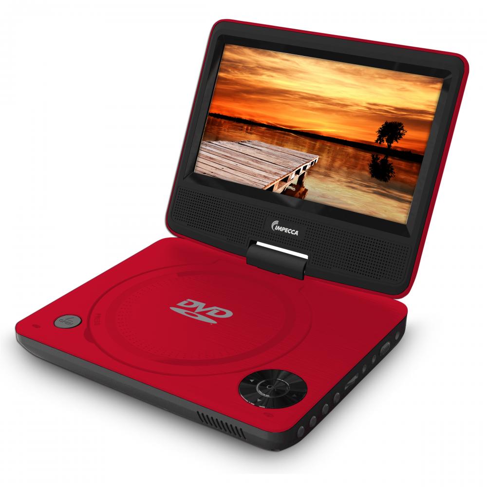 Impecca DVP-772 7in 270 Swivel Screen Portable DVD Player, Red