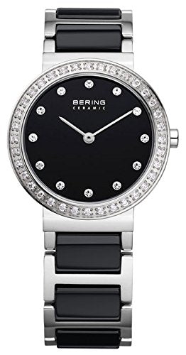 Bering Women's Ceramic Collection Stainless Steel Watch, Silver / Black
