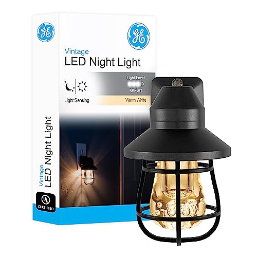 GE LED Vintage Rustic Plug-In Night Light, Black