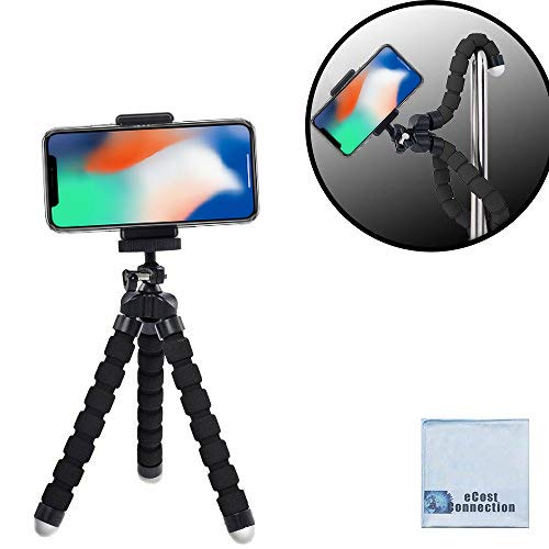 Acuvar 6.5” inch Flexible Tripod with Universal Mount for All Smartphones, Microfiber Cloth Black
