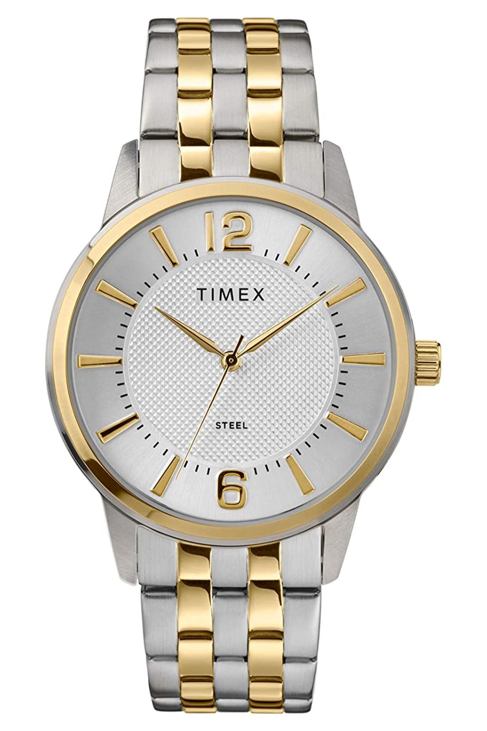 Timex Men's Dress Analog 40mm Stainless Steel, Gold & Silver Bracelet Watch