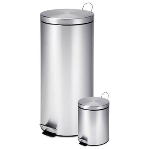 Honey-Can-Do TRS-01886 30L/8Gal & 3L/1Gal Stainless Steel Garbage Can Combo