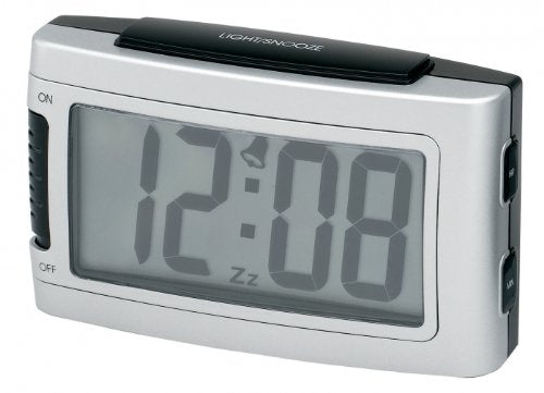 Impecca 1.3-Inch LCD Display Battery Alarm Clock with Snooze and Backlight - Metallic Silver - Requires 2 AA Batteries