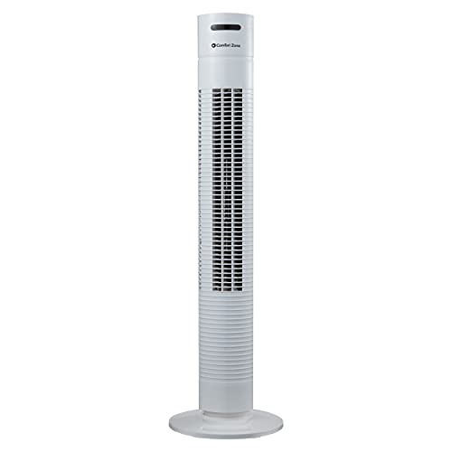Comfort Zone 31" 3-Speed Oscillating Tower Fan, White