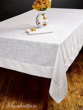 European Art Manhattan Metallic Tablecloth Stain-Free, Spill Proof 70x126 White Silver