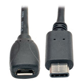 Tripp Lite 6" USB 2.0 Hi-Speed Adapter Cable USB Type-C to USB Micro-B