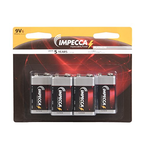 IMPECCA Alkaline 9 Volt 6LR61 Platinum Batteries, 6 Pack BATT9V6PK