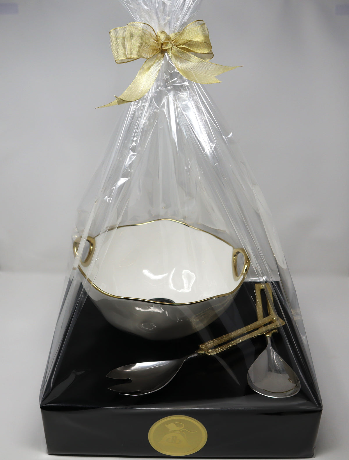 Vort Gift - Gold Handled Salad Bowl with Servers
