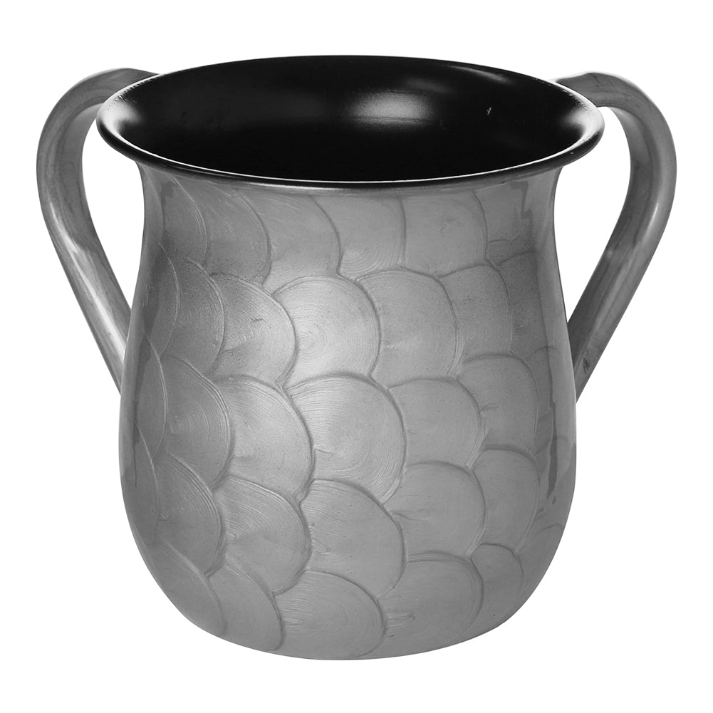 A&M Judaica Washing Cup Stainless Steel Enamel Finish Silver