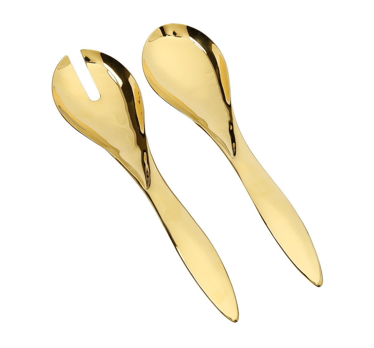 Classic Touch Set of 2 Shiny Gold Salad Servers