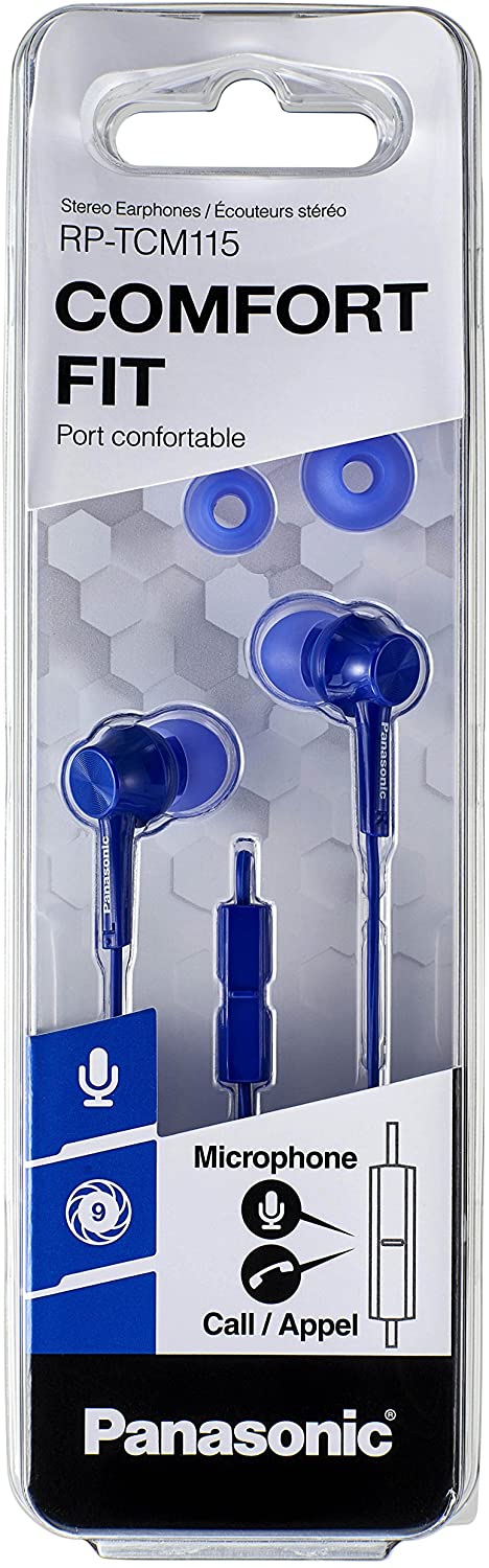 Panasonic - Canal Type in-Ear Headphones with Mic/Remote, Blue
