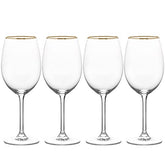 Mikasa Julie Set of 4 White Wine Glasses, Gold Rim