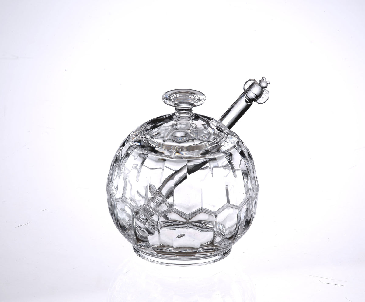 Huang Acrylic H4820 Sphere Shaped Sugar Honey Jam Jar Dish with Server  3 3/4"x 4 1/16"