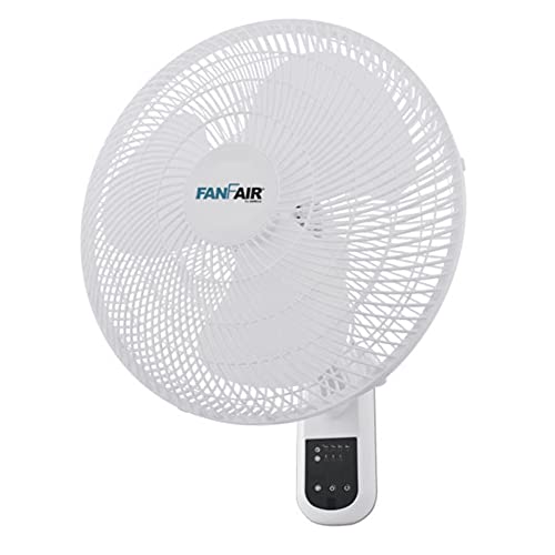 FanFair Wall Mount Fan 16 Inch Powerful with Remote Control, White